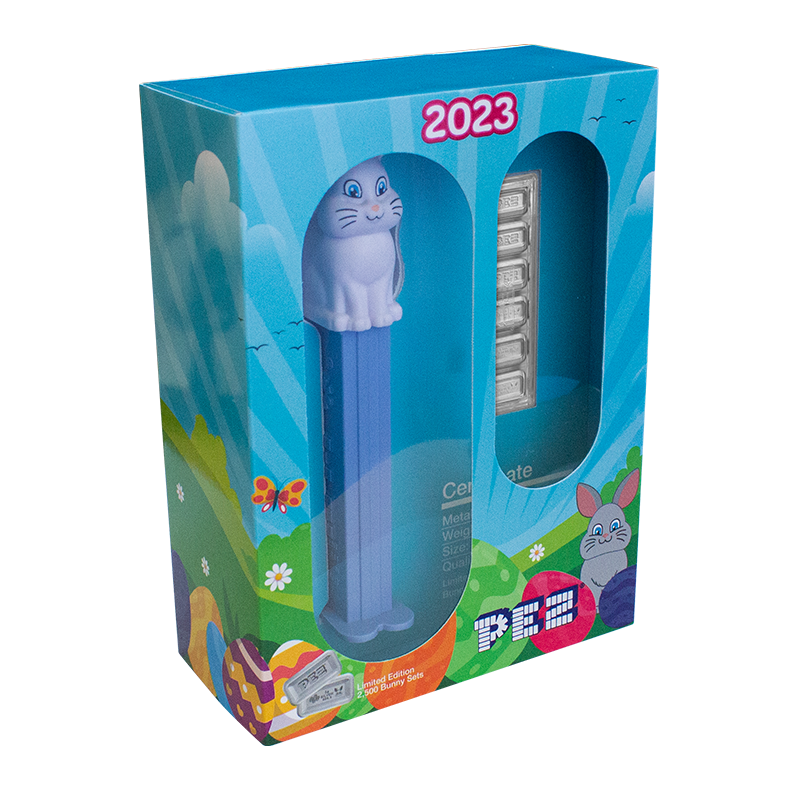 Image for PEZ® Spring Bunny Silver Wafers & Dispenser Gift Set from TD Precious Metals